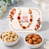 Rudraksh Pearl Bead Bracelet Rakhi with Dry Fruits