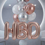 Rose Gold HBD Bobo Balloon Table Decor