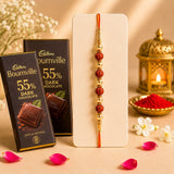 Rudraksha Rakhi with Premium Borunville Dark Chocolates | Sacred Rakhi Gift