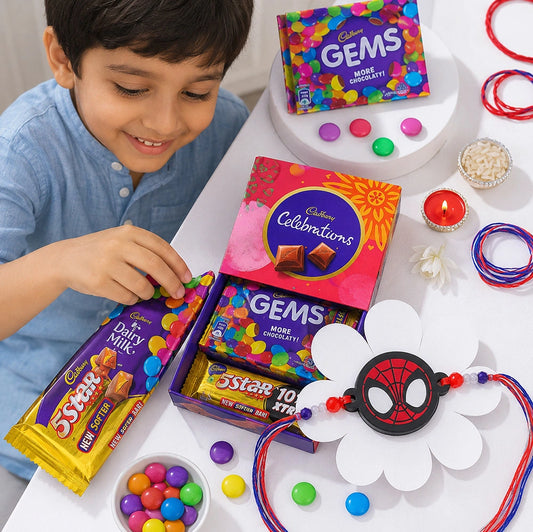 Spiderman Rakhi with Cadbury Celebrations Chocolate | Fun Kids Rakhi Gift