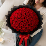 50 Red Roses Grand Crimson Bouquet - Luxurious Anniversary & Valentine's Day Gift