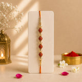 Rudraksha Rakhi with Cadbury Celebrations Chocolate | Spiritual Rakhi Combo