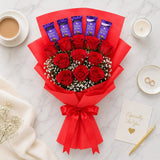 8 Red Roses & Dairy Milk Chocolate Gift Set