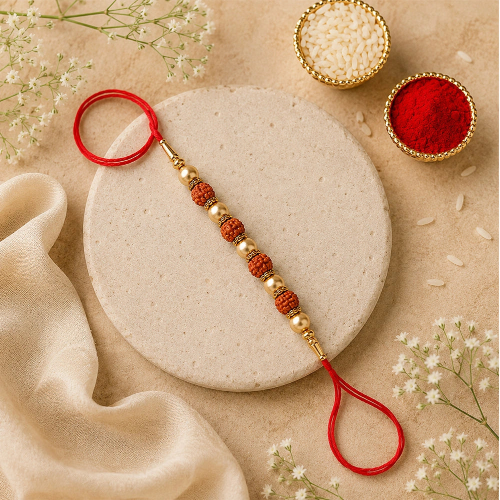 Rudraksha Rakhi with Premium Cashews | Spiritual Rakhi Serenity Hamper