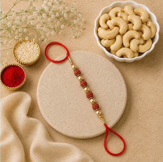 Rudraksha Rakhi with Premium Cashews | Spiritual Rakhi Serenity Hamper