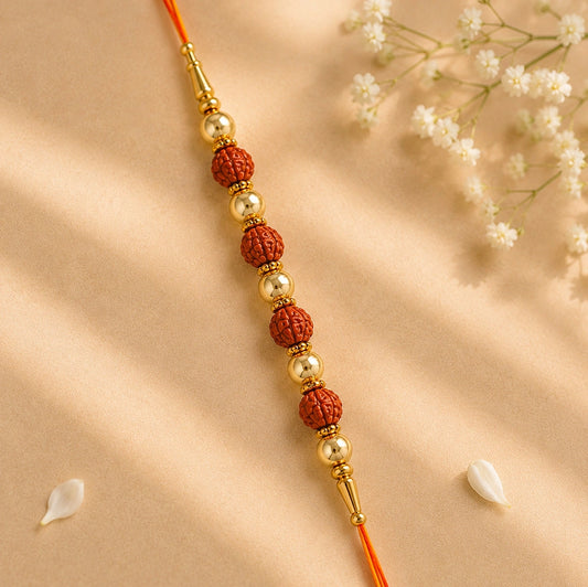 Ganesha & Rudraksha Rakhi with Ferrero Rocher Chocolates | Premium Rakhi Gift