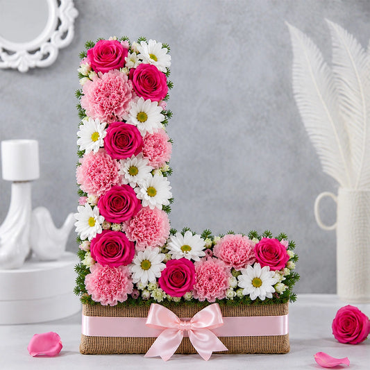 White Daisy, Pink Rose & Carnation Mixed Bouquet - Personalised Birthday Gift