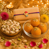 Ganesha Rakhi with Motichoor Laddoo & Pistachios | Divine Rakhi Sweet Hamper