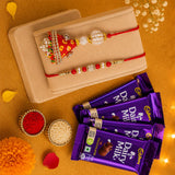 Lumba & Pearl Rakhi with Dairy Milk Chocolates | Bhaiya Bhabhi Rakhi Gift
