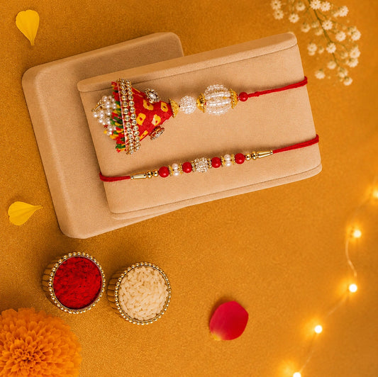 Lumba & Pearl Rakhi with Dairy Milk Chocolates | Bhaiya Bhabhi Rakhi Gift