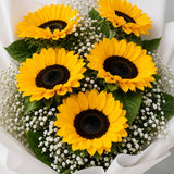 5 Sunflowers White Paper Bouquet