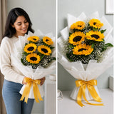 5 Sunflowers White Paper Bouquet