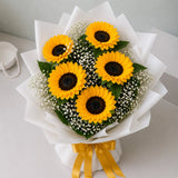 5 Sunflowers White Paper Bouquet