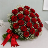 22 Roses & Gypsophila Classic Bouquet - Fresh Anniversary & Birthday Gift
