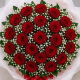 22 Roses & Gypsophila Classic Bouquet - Fresh Anniversary & Birthday Gift