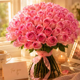 150 Pink Roses Grand Hand-Tied Bouquet - Luxury Milestone Anniversary Gift