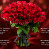 50 Red Roses Grand Hand-Tied Bouquet - Ultimate Valentine's Day & Anniversary Gift