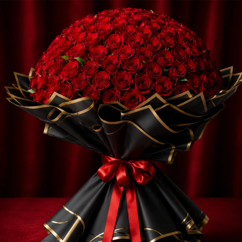 250 Red Roses in Premium Paper Grand Bouquet - Ultimate Anniversary Gift