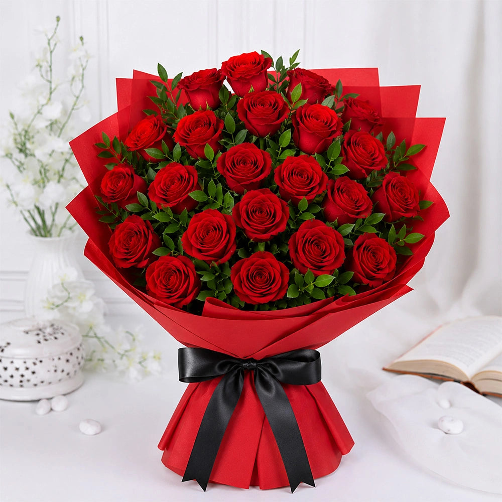 20 Red Roses Aqua Fresh Bouquet