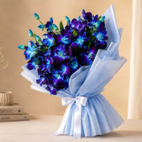 6 Blue Orchids Rustic Jute Bouquet