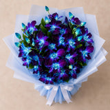 6 Blue Orchids Rustic Jute Bouquet
