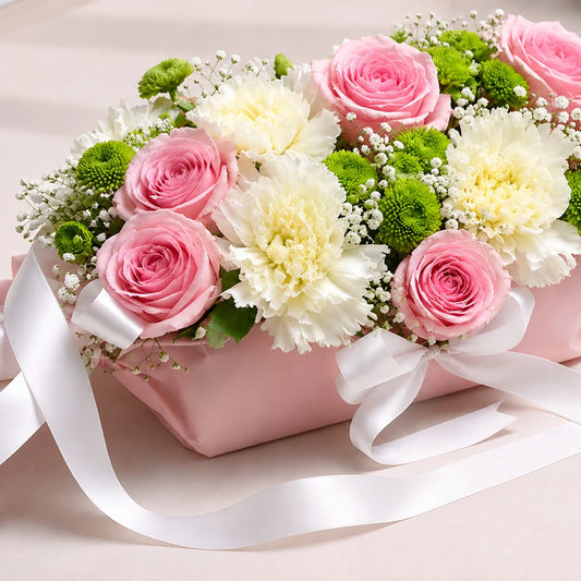 Blushing Beauty Floral Box - Anniversary & Birthday Gift