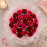 10 Pink & 10 Red Roses Two-Tone Dual Affair Bouquet