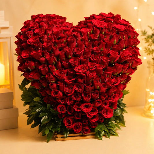 250 Red Roses Heart-Shaped Arrangement - Ultimate Valentine's Day & Anniversary Gift