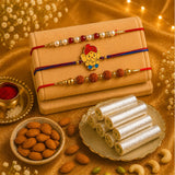 Pearl, Rudraksha & Ganesha Rakhi with Kaju Roll & Almonds | Family Rakhi Hamper