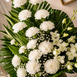 20 White Carnations & Orchid Tropical Basket Arrangement