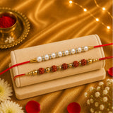 Set Of 2 Rudraksh Rakhi and Pearl with Ferrero Rocher Chocolates and Plant| Premium Raksha Bandhan Gift