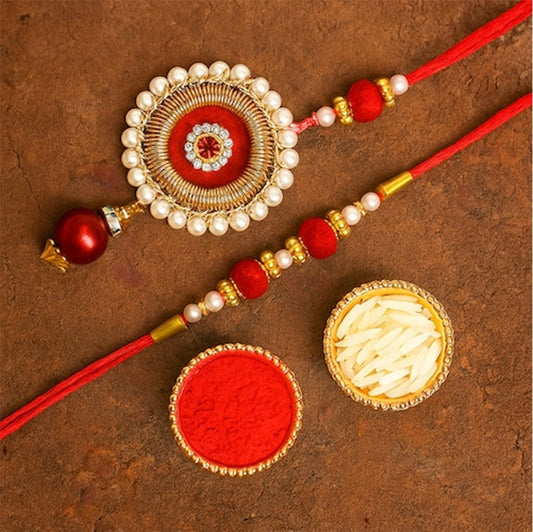 Beads Bhaiya Bhabhi Rakhi Set with Cadbury Chocolates | Rakhi Gift for Couple