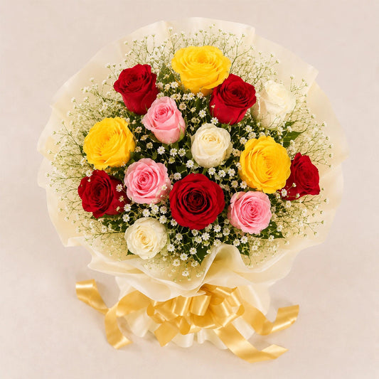 Buy Mixed Rainbow Roses Bouquet Online - Same Day Delivery | Archies