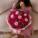 Buy 35 Aqua Pink and Dark Pink Roses Bouquet Online - Same Day Delivery | Archies
