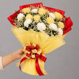 Buy Yellow Roses & White Carnations Mixed Bouquet Online | Archies