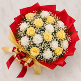 Buy Yellow Roses & White Carnations Mixed Bouquet Online | Archies