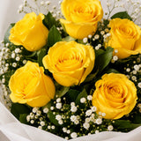 6 Yellow Roses Sunshine Bouquet - Fresh Friendship Day & Birthday Flower Gift