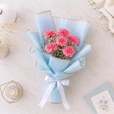 6 Pink Carnation Blush Bouquet - Elegant Mother's Day & Anniversary Flower Gift