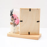 Wooden Photo Frame with LED Rose Glass Dome