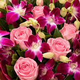 Purple Orchid & Pink Rose Symphony Bouquet - Birthday & Anniversary Flower Gift