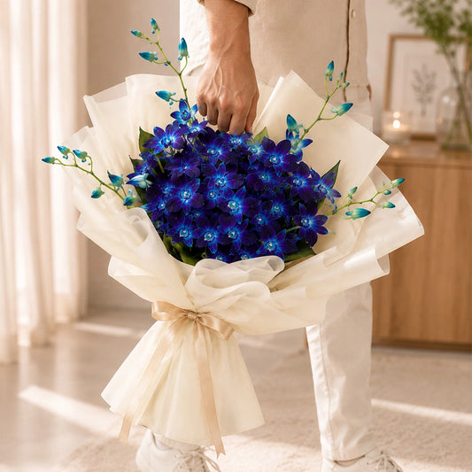 3 Blue Orchid Exotic Bouquet - Premium Birthday & Anniversary Flower Gift