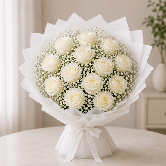 Premium Elegant Rose Bouquet - Luxuriously Wrapped Roses for Anniversary & Birthday