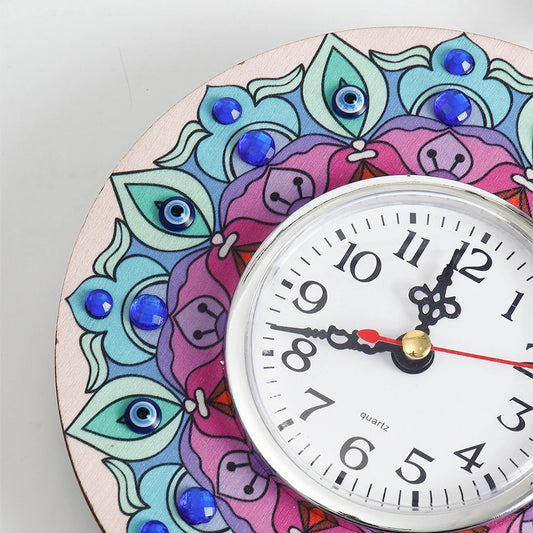 Boho Floral Mandala Wall Hanging Clock