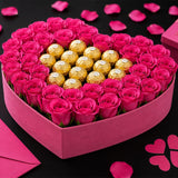 46 Pink Roses & Ferrero Rocher Heart Arrangement - Luxury Valentine's Day Gift