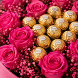 46 Pink Roses & Ferrero Rocher Heart Arrangement - Luxury Valentine's Day Gift