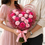 17 Pink Roses Dual-Tone Arrangement