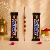 Rudraksha Rakhi with Snickers Chocolate Bars | Spiritual Rakhi Gift Set