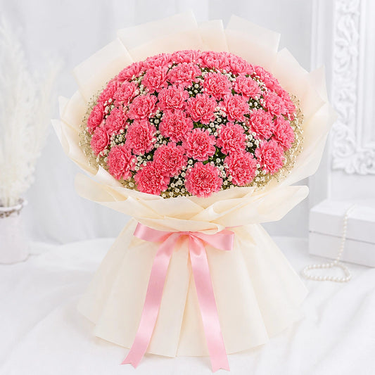 50 Baby Pink Carnations Grand Bouquet - Luxurious Birthday & Anniversary Gift