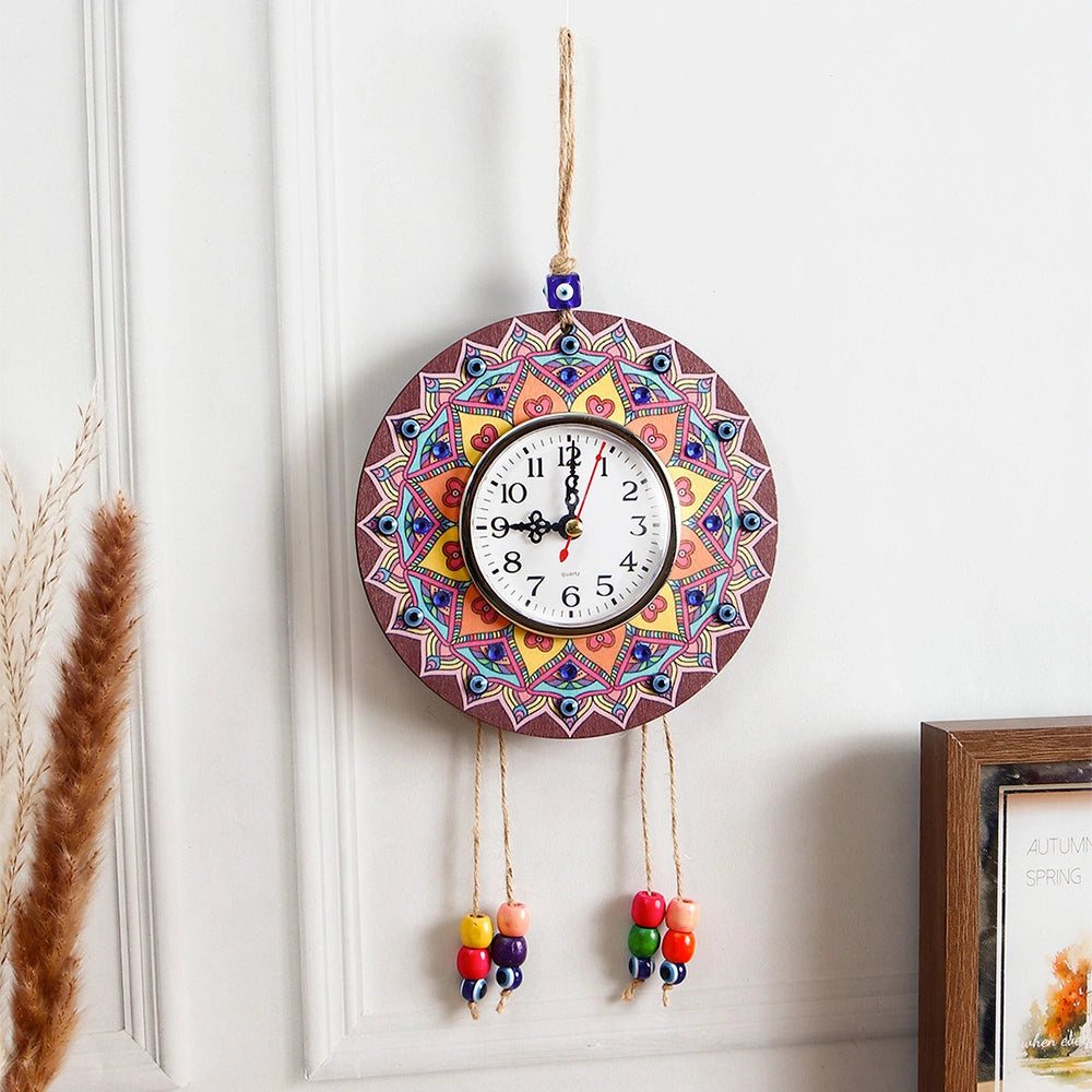 Handpainted Mandala Wall Hanging Clock