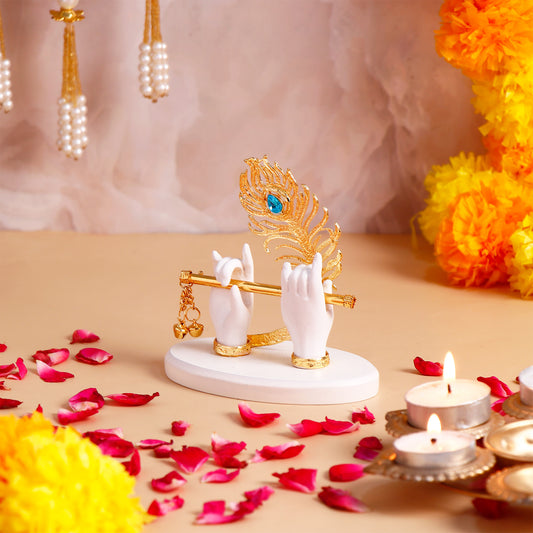 Krishna Divine Hands with Bansuri - White